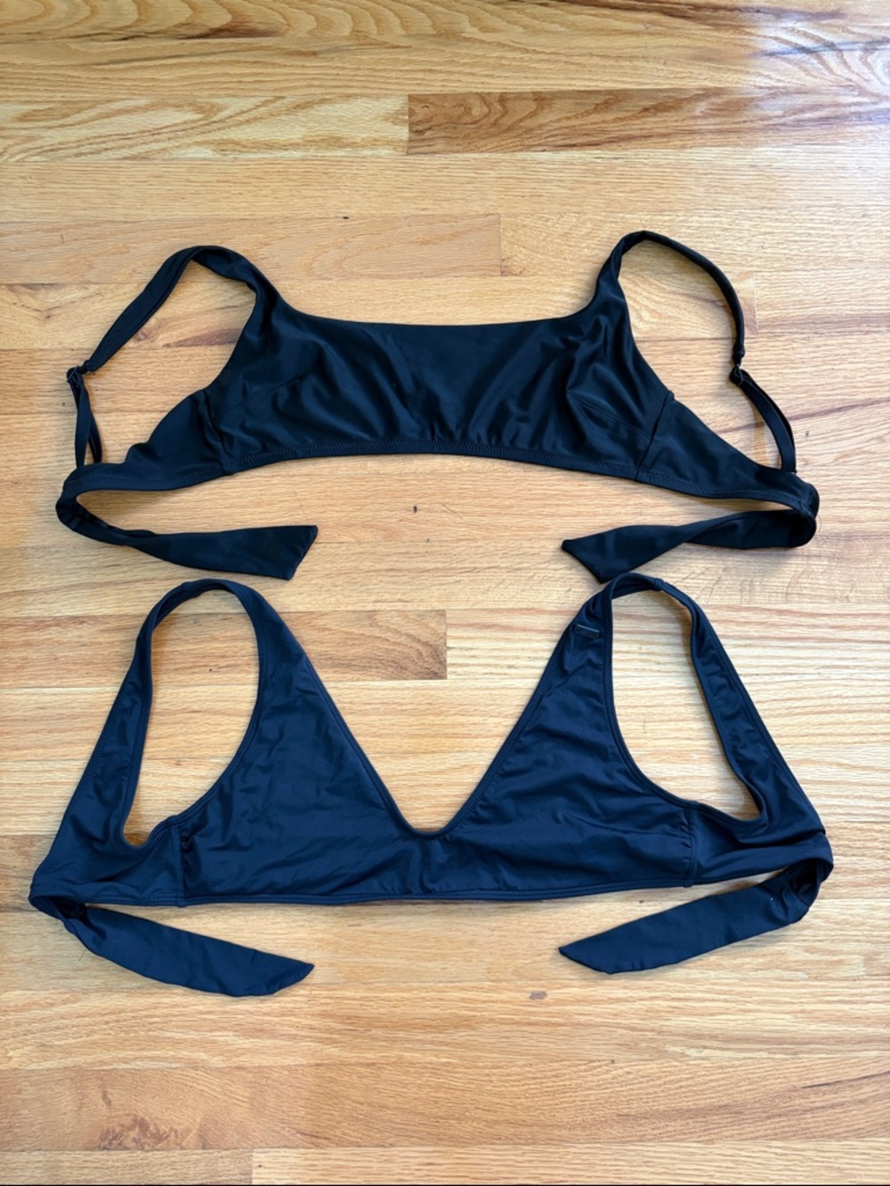 Roxy Black Tie-Back Bikini Tops - Double Pack